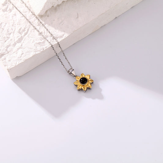 S925 Silver Sunflower Projection Necklace Women