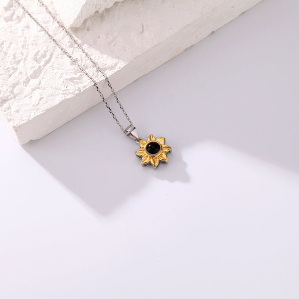 S925 Silver Sunflower Projection Necklace Women