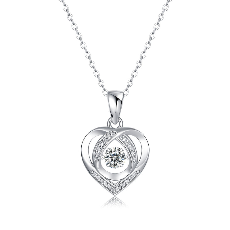 Heart To Have Your Luxurious Fashion Diamond Pendant Necklace Set With Mosan Diamond Silver Ornaments