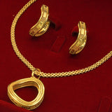 Alluvial Gold Twisted Geometric Necklace Earrings European And American