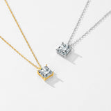 Sterling Silver Super Shiny Square Zircon Necklace