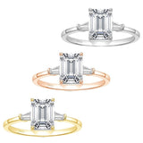 925 Silver Inlaid 3 Karat Emerald Zircon Ring