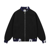American Retro High Street Jacquard Weave Zip Jacket