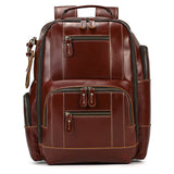 Men's Leather Backpack Retro Large Capacity Multi-pocket