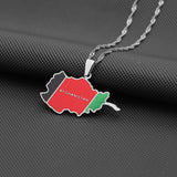 European And American Stainless Steel Afghanistan Drip Map Necklace