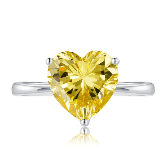 Simple Elegant S925 Silver 4 Karat Heart-shaped Ring