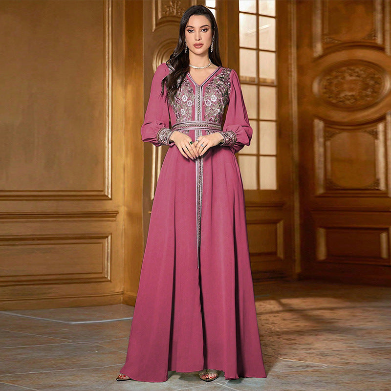 Turkish Robe Fashion Embroidered Chiffon Dress