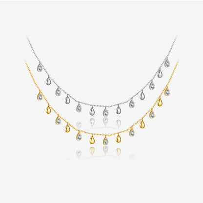 S925 Sterling Silver Pear-shaped Zircon Hanging Scarf Long Necklace
