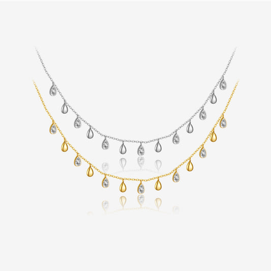 S925 Sterling Silver Pear-shaped Zircon Hanging Scarf Long Necklace