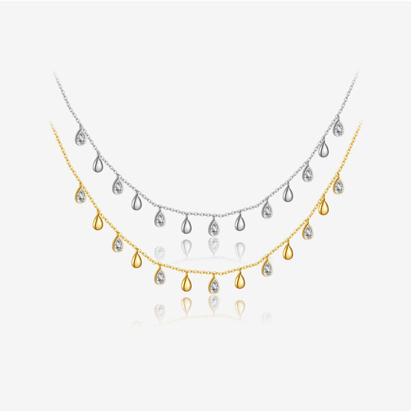 S925 Sterling Silver Pear-shaped Zircon Hanging Scarf Long Necklace