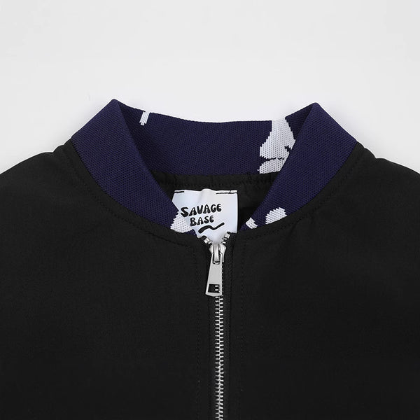 American Retro High Street Jacquard Weave Zip Jacket