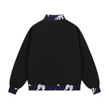 American Retro High Street Jacquard Weave Zip Jacket