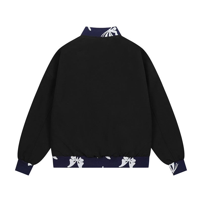 American Retro High Street Jacquard Weave Zip Jacket