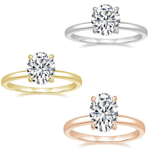 5A Zircon Round Rose Silver Diamond Ring