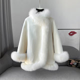 Socialite Cloak Fur Jacket Women's Reversible Woolen Coat Mid-length Young