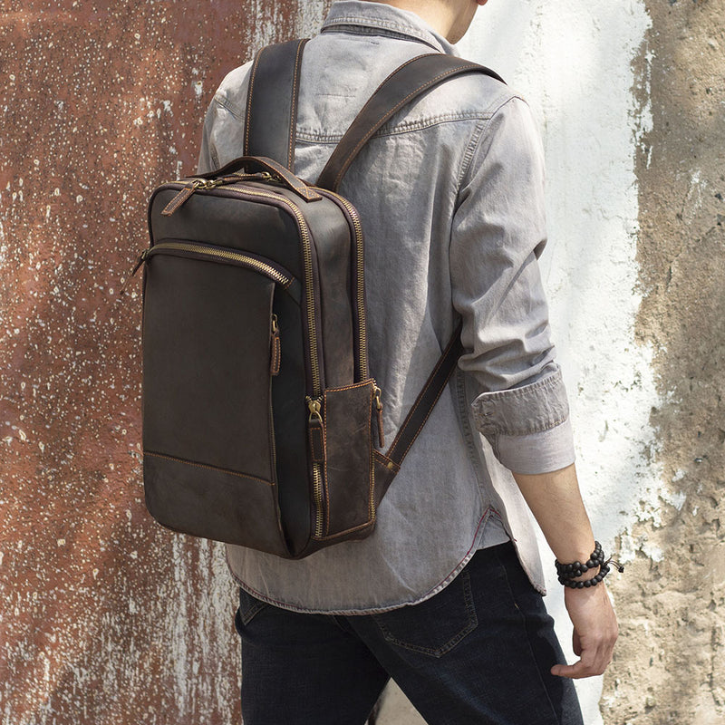 Men's Simplicity Vintage Casual Leather Backpack