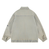 Loose Yellow Mud Color Denim Coat For Men