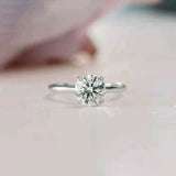 5A Zircon Round Rose Silver Diamond Ring