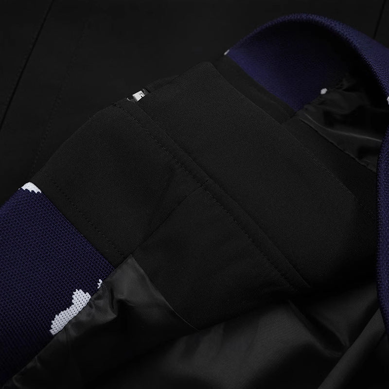 American Retro High Street Jacquard Weave Zip Jacket