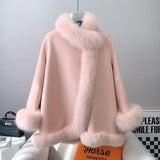 Socialite Cloak Fur Jacket Women's Reversible Woolen Coat Mid-length Young