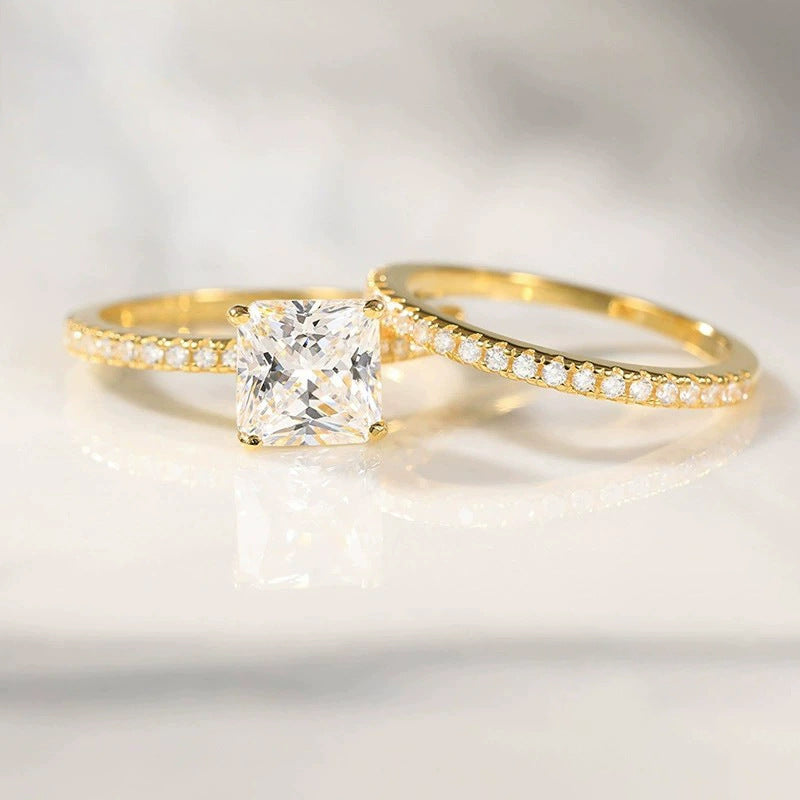 5A Zircon Round Rose Silver Diamond Ring