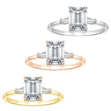 925 Silver Inlaid 3 Karat Emerald Zircon Ring