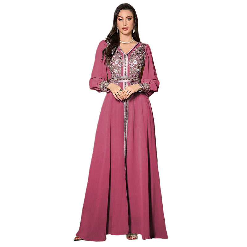 Turkish Robe Fashion Embroidered Chiffon Dress