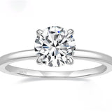 5A Zircon Round Rose Silver Diamond Ring