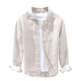 Linen Breathable Shirt Solid Color Loose Men