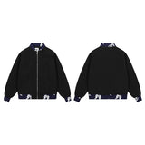 American Retro High Street Jacquard Weave Zip Jacket