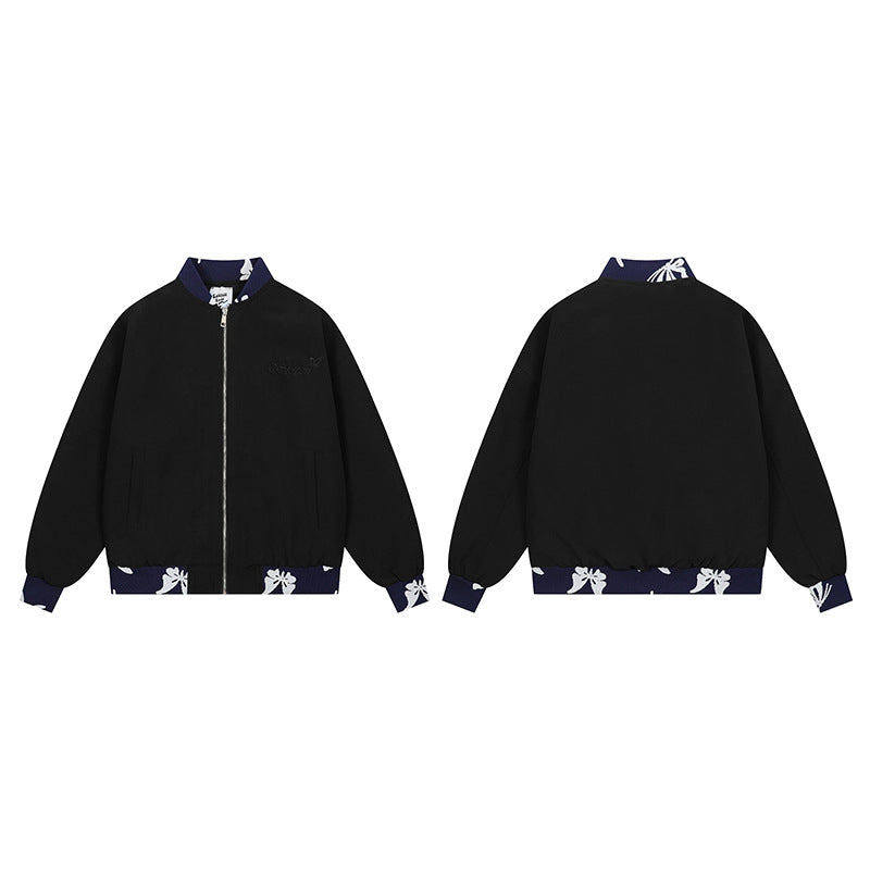 American Retro High Street Jacquard Weave Zip Jacket