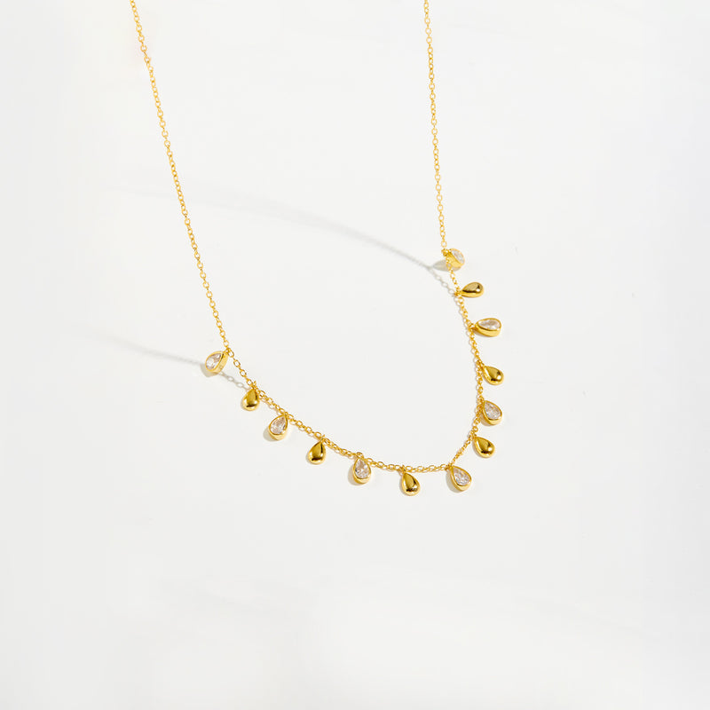 S925 Sterling Silver Pear-shaped Zircon Hanging Scarf Long Necklace