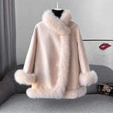 Socialite Cloak Fur Jacket Women's Reversible Woolen Coat Mid-length Young