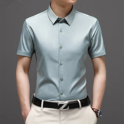 Men's Short Sleeve Non-Iron Anti-Wrinkle Business Casual Shirt (5XL)