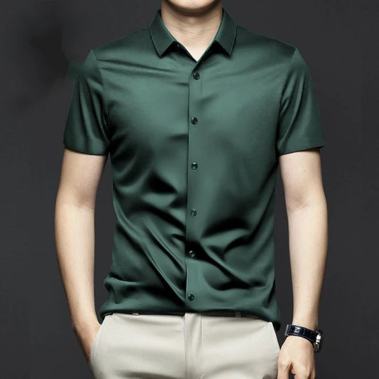 Men's Short Sleeve Non-Iron Anti-Wrinkle Business Casual Shirt (5XL)