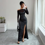 Elegant Graceful Style Tube Top Long Sleeve Dress Dress Women's Clothing