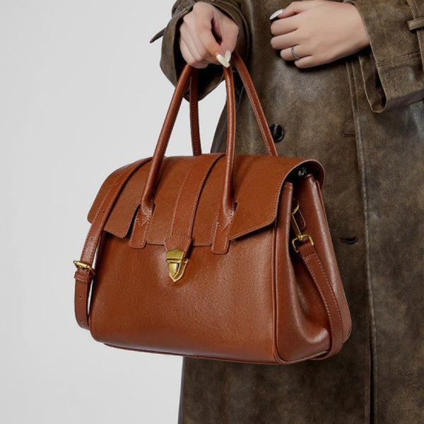 Retro Genuine Leather Portable New Large Capacity Briefcase