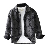 Men's Autumn New Retro Jacquard Woolen Long Sleeves Casual Shirt