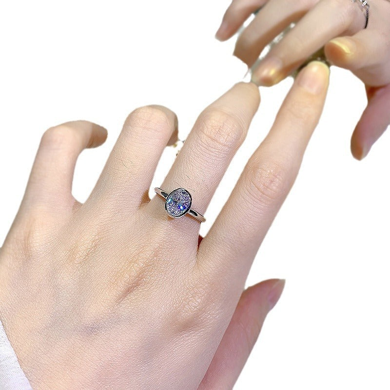 Oval White Diamond Ice Flower Cut Wedding Ring For Women