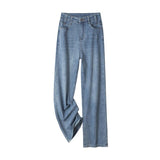 Three-color New Mint Green Stretch All-matching Wide-leg Jeans