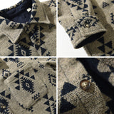 Men's Autumn New Retro Jacquard Woolen Long Sleeves Casual Shirt