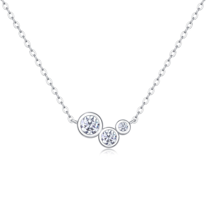 White Dew Luxury Fashion Diamond Pendant Necklace Set With Mosan Diamond Silver Ornaments