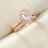 S925 Inlaid Water Drop Pear-shaped Zircon Women's Ring