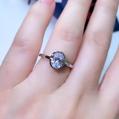 Oval White Diamond Ice Flower Cut Wedding Ring For Women