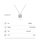 Sterling Silver Super Shiny Square Zircon Necklace