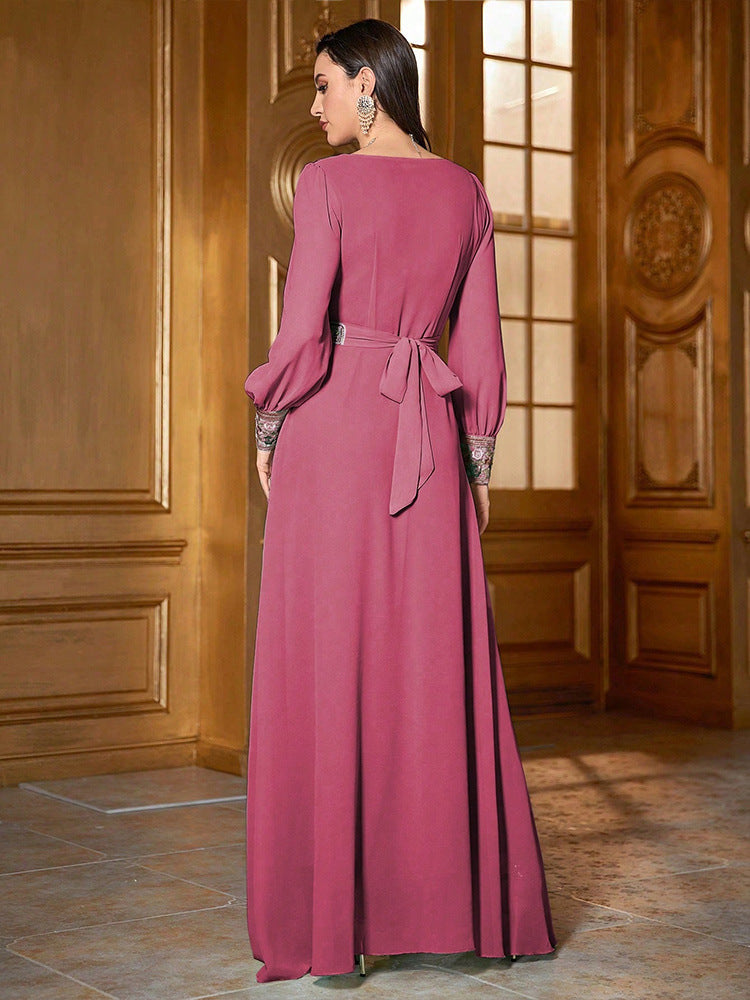 Turkish Robe Fashion Embroidered Chiffon Dress