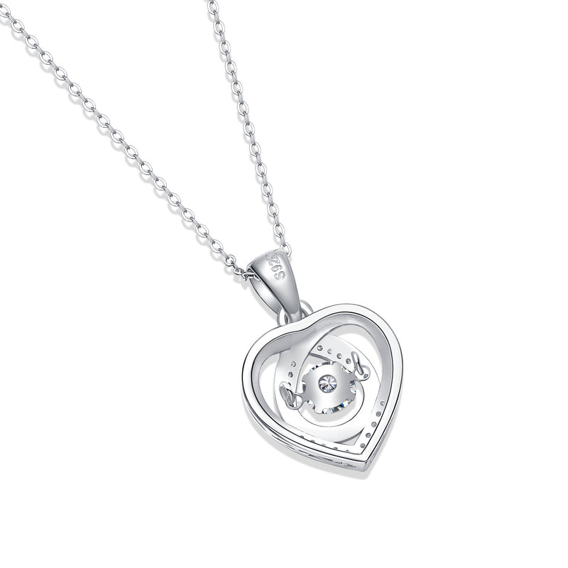Heart To Have Your Luxurious Fashion Diamond Pendant Necklace Set With Mosan Diamond Silver Ornaments