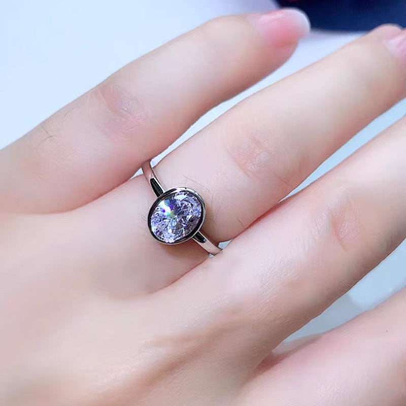 Oval White Diamond Ice Flower Cut Wedding Ring For Women