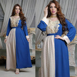 Embroidery Applique Muslim Tunic Robe Dress