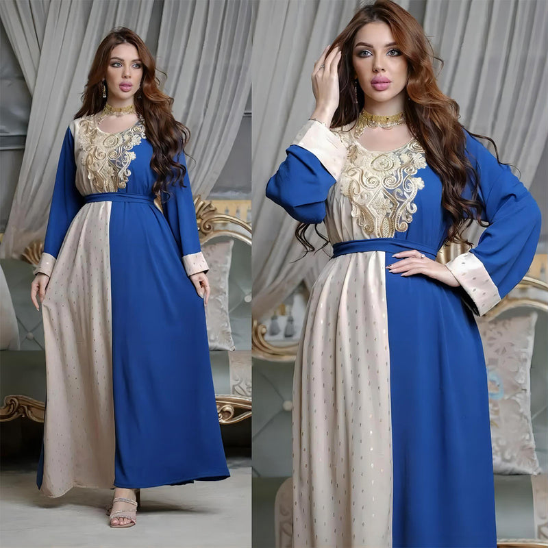 Embroidery Applique Muslim Tunic Robe Dress